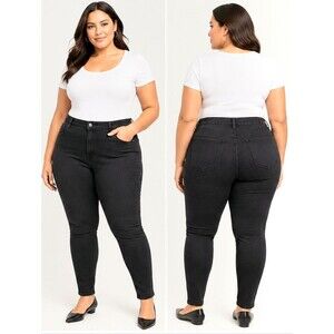 Lane Bryant High Rise Flex Magic Waistband Black Curvy Fit Denim Skinny Jeans